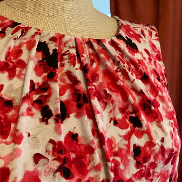 Calvin Klein Red and Pink Floral Blouse - Picture 2 of 6